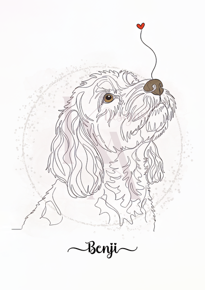 Custom Digital Line Art Pet Prints