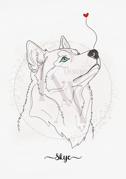 Custom Digital Line Art Pet Prints