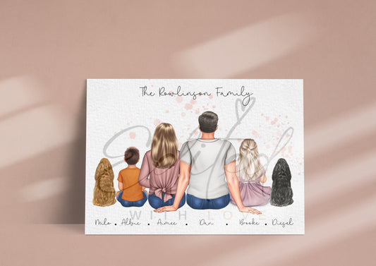 Personalised Sitting Family Print
