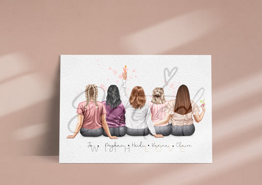 Friends Sitting Print (Curvy)