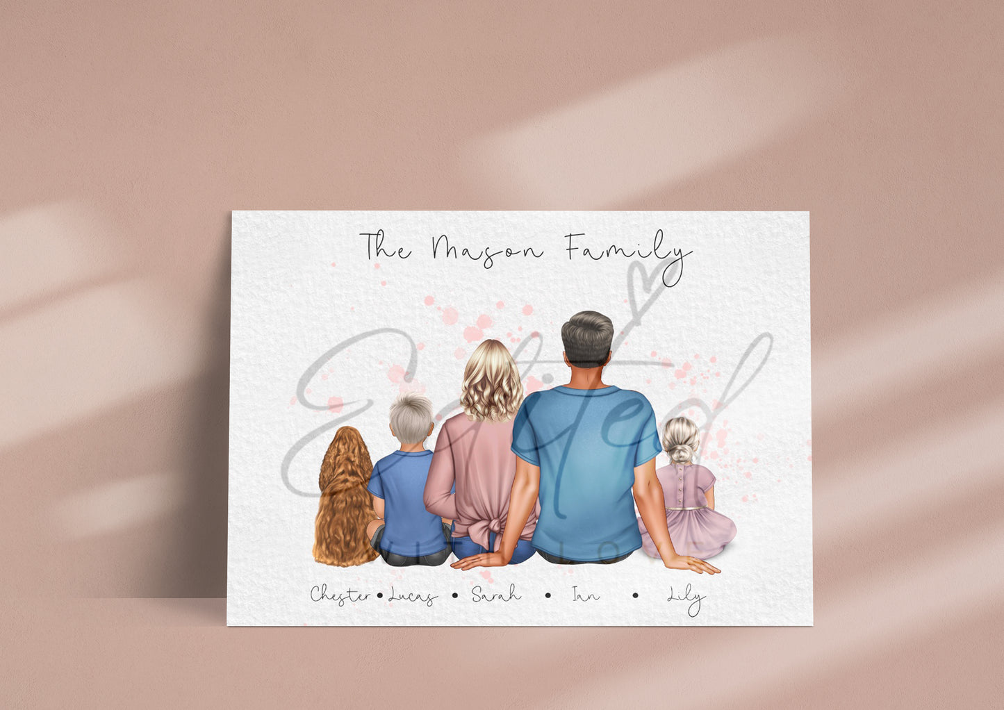 Personalised Sitting Family Print