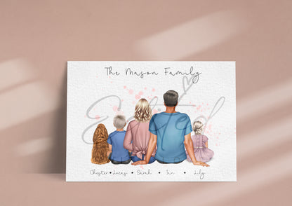 Personalised Sitting Family Print