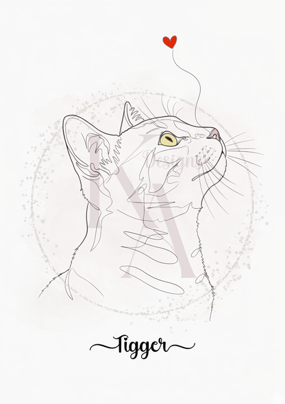 Custom Digital Line Art Pet Prints